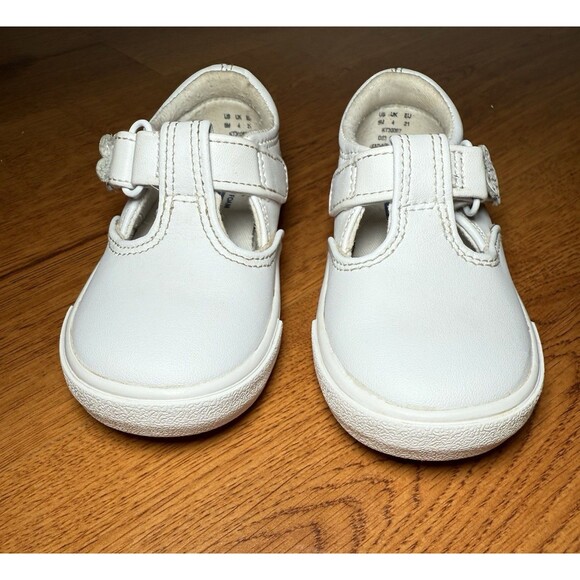 Keds Toddler Girl Shoes Daphne T-Strap White Leather Size 5 Hook Loop - Picture 4 of 9